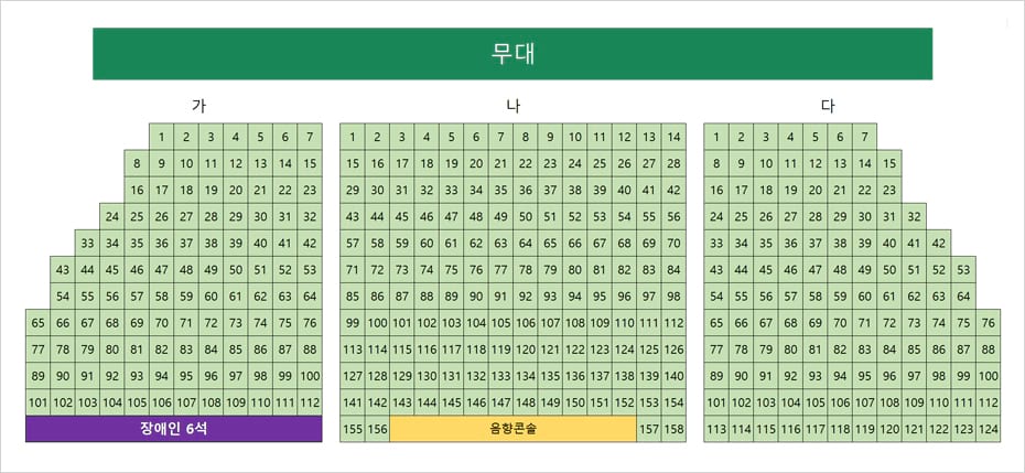 시민문화체육센터 소공연장 좌석배치도